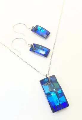 Artisan 925 Sterling Silver & Faceted Blue Glass Jewelry Set 13.9g - Image 1 of 4