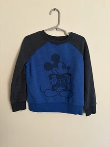 Disney Jumping Beans Boys Sweatshirt Size 5 Blue Mickey Mouse Crewneck Fall J2 - Picture 1 of 8