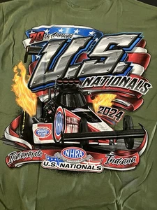 NHRA DRAG RACING OFFICAL 2024 US NATIONALS green  EVENT T SHIRT  SIZE MEDIUM - Picture 1 of 4