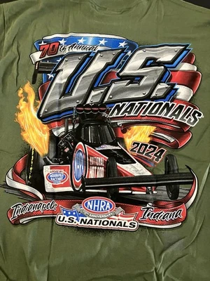 NHRA DRAG RACE ОФИЦИАЛЬНЫЙ 2024 США ГРАЖДАНЕ зеленый событие футболка размер средний - Изображение 1 из 4