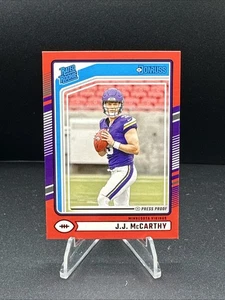 J.J. McCarthy - 2024 Panini Donruss Football Rated Rookie Red Press Proof (RC) - Picture 1 of 2