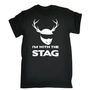 I Am With The Stag T-SHIRT Night Party Bucks Wedding Do Funny Gift Birthday - Picture 1 of 9