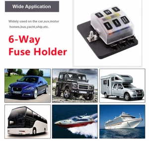 6 Way 12V~32V Fuse Box Blade Auto Block Holder Panel for Car Power Distribution - Picture 1 of 12