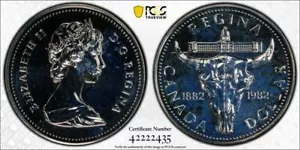 1982 Kanada Regina Centennial Rinderschädel Silber Dollar PCGS SP66 - Bild 1 von 1