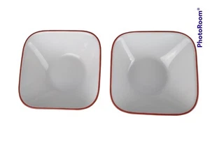 2 Cuencos Cuadrados Corelle Vitrelle Happy Days Splendor Borde Rojo Hechos en EE. UU. Sopa Cereal - Imagen 1 de 4