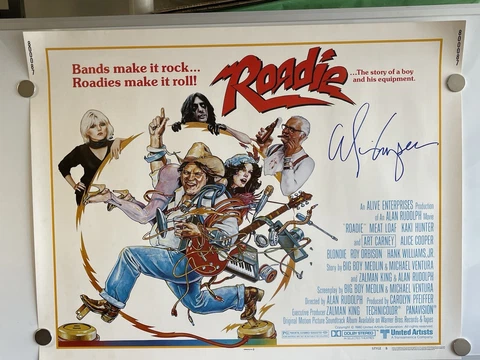 Alice Cooper Hand Signed ROADIE  ORIGINAL 1/2 Sheet Movie Poster JSA certified Cover