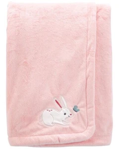Carters Baby Plush Cozy Blanket BUNNY RABBIT Pink White Butterfly New