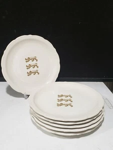 SET OF 6 -Vintage Syracuse China Unusual Pattern English Lions Motif 9.5" Plates - Picture 1 of 8