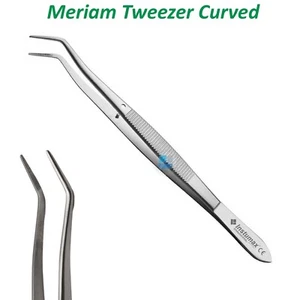 Meriam Foil Serrated Angled Tip Tweezer 16cm Dental Surgical Cotton Pick Forceps - Picture 1 of 1