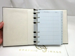 Address Book Leather Cover 6 Ring Binder Graphic Image Dark Brown - Picture 1 of 10