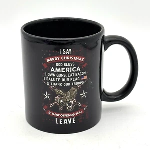 Tazza Caffè Patriottica Regalo Buon Natale Dio Benedica Bandiera Americana Supporto Truppe - Foto 1 di 4