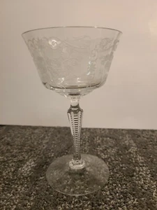 VINTAGE FOSTORIA CRYSTAL MIDNIGHT ROSE ETCHED CHAMPAGNE GOBLET - Picture 1 of 5