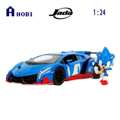 Jada 1:24 Scale Sonic Lamborghini Veneno Diecast Car With Sonic Figure - Image 1 of 2