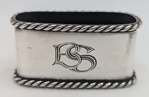 Antique German 835 Silver Napkin Ring "BS" initials engraving - Picture 1 of 4