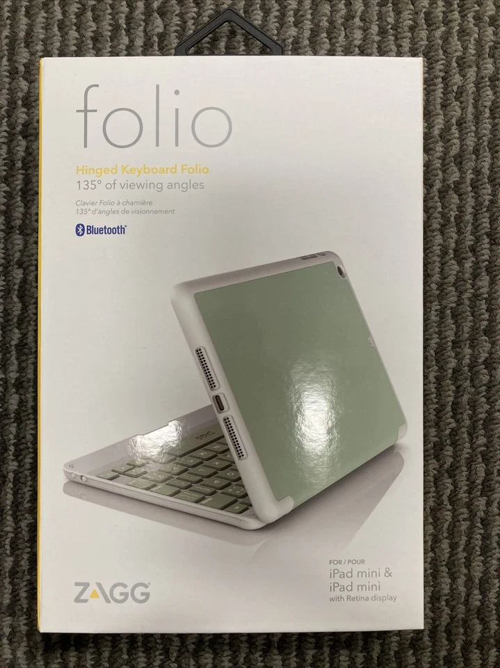 2X New ZAGG Folio Case Hinged with Bluetooth KeyboardFor iPad Mini 7.9inch-Green - Image 1 of 3