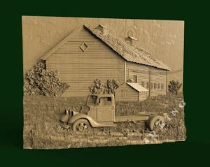 STL 3D Models TRUCK AT THE VILLAGE for CNC Router Aspire Artcam 3D Printer - Picture 1 of 1