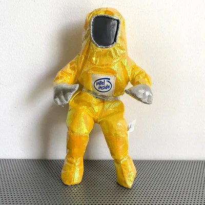Vtg 1997 Intel Inside Bunny People Space Man Plush Beanie Doll Yellow 8" - Image 1 of 4