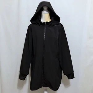 Jessica Simpson NWOT Black Softshell Trench Coat Women 1X - Picture 1 of 14