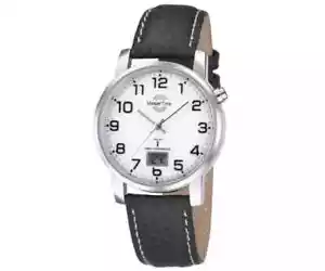 Funk Herrenuhr Master Time Zifferblatt silber 40mm MTGA-10294-12L Lederband - Picture 1 of 1