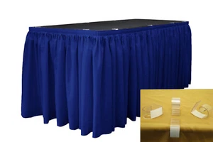 Falda de mesa de poliéster de lino LA 21 ft L por 29"H con 15 clips en L. Hecho en EE. UU. - Imagen 1 de 25