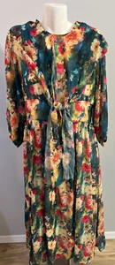 Dalia MacPhee Women Large Long Maxi Dress Floral Multi Chiffon Lined New NWT - Picture 1 of 10