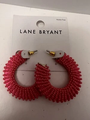 Nuevos pendientes de aro semi circulares con cuentas roscadas de coral Lane Bryant India Foto 1 de 4