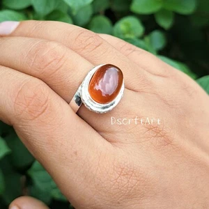 Anillo hecho a mano de piedras preciosas de cornalina, anillo de plata de ley 925, regalo para ella - Imagen 1 de 8