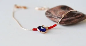 Red Elegant Evil Eye Bracelet, Made in Turkey Evil Eye Bracelet, Evil Eye Charm - Picture 1 of 7