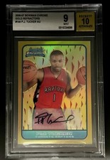 2006-07 BOWMAN CHROME P.J. TUCKER GOLD REFRACTOR ROOKIE AUTO BGS 9 MINT  #47/50!