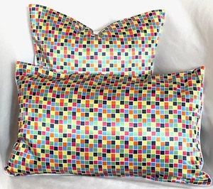 Retro multicolour funky vibrant print envelope back cushion 17"X17" or 20"X12" - Picture 1 of 9
