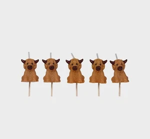 PREMIUM 3D Highland Cows Party Cake Candles Cake Topper - Picture 1 of 2