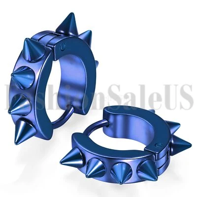 Pendientes Huggie Aro Círculo Remache Punta Acero Inoxidable Punk Genial Hombres Mujeres 2 un. Foto 1 de 2