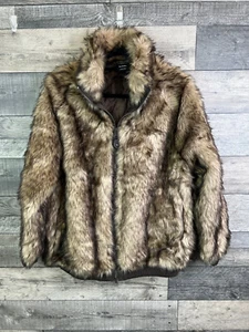 Urban Outfitters iet frans Wade Faux Fur Coat Size Small Brown Jacket Furry y2k - Picture 1 of 8