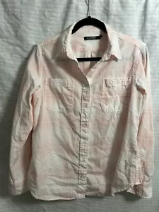 Lauren Ralph Lauren Women’s Pink White Blouse Shirt Top Plaid Button Up Size L - Picture 1 of 8