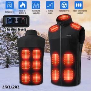 NEW Electric USB Heated Vest Jacket With Battery Men Women Heating Thermal Coat - Picture 1 of 35