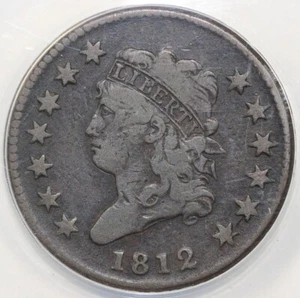 1812 1c S-290 Classic Head Large Cent ANACS F 12 - Picture 1 of 5