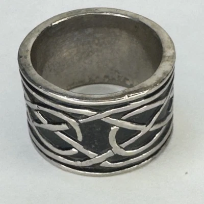 Anillo Celta Inspiración Nórdica Joyería Talla 7.5 Esmalte Chapado en Oro Blanco 10kt Foto 1 de 4