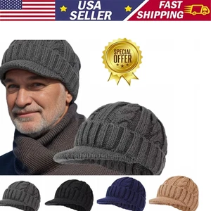 Woll Strick Schirmmütze - Unisex Winter Thermomütze, Outdoor Warmhalten Kopfbedeckung - Bild 1 von 12