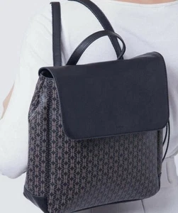 Fossil Claire Black Brown Signature Flap Backpack SHB2346015 NWT $148 Retail - Picture 1 of 14