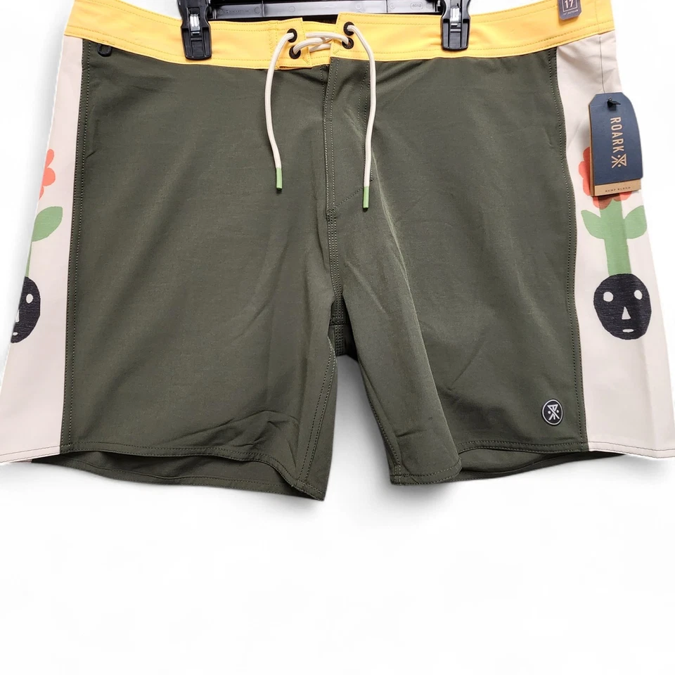 Roark Passage Panel Deep Roots 17” Board Shorts Mens 40 Dark Military