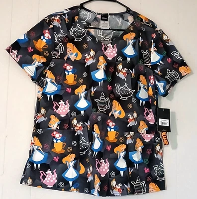 Blusa Médica Disney Tooniforms Alicia en el País de las Maravillas Mujer Talla XL Nueva Con Etiquetas Foto 1 de 4