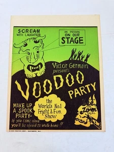 1950s Voodoo Party Original 14x22 Window Movie Poster Spook Show Zombies Globe - Picture 1 of 6