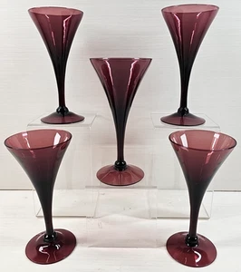 (5) Cambridge 7966 Amethyst Sherry Glasses Set Vintage Elegant Stemware MCM Lot - Picture 1 of 24