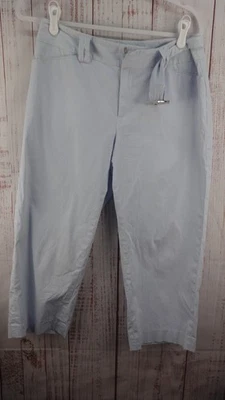 Pantalones capri Rafaella para mujer talla 8 azules bolsillos a rayas con cinturón preppy informales Foto 1 de 4