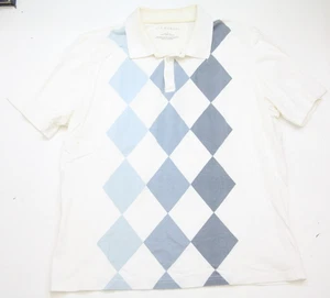 Via Europa White & Blue Polo Shirt Short Sleeve Large Cotton Mans Top P38 - Picture 1 of 4