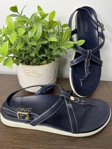 Vionic Size 9 Navy Blue Flat Sandals Open Toe Thong Slingback - Picture 1 of 7
