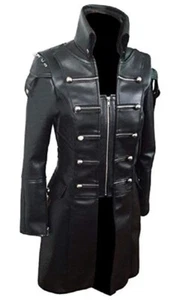 Trench donna nero e rosso vera pelle di mucca stile gotico metrix donna - Foto 1 di 4