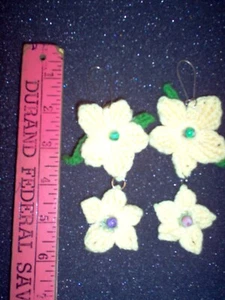 Hand crafted jewelry, crochet earrings, yellow flowers P - Bild 1 von 2