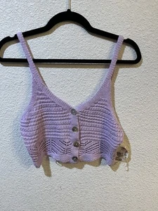 Maglione Jolie And Joy Crop Top da donna medio viola lavorato a maglia canotta all'uncinetto - Foto 1 di 9