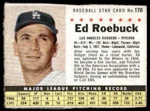 1961 Post Cereal #170 Ed Roebuck ottime condizioni+ - Foto 1 di 2